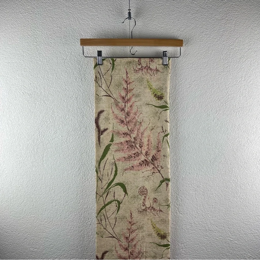 Vintage l 40s Novelty Sea Ocean Fauna Fern Frond Floral Barkcloth Curtain Panel